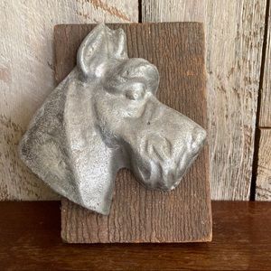 Vintage Aluminum Cast Terrier Head Wall Plaque